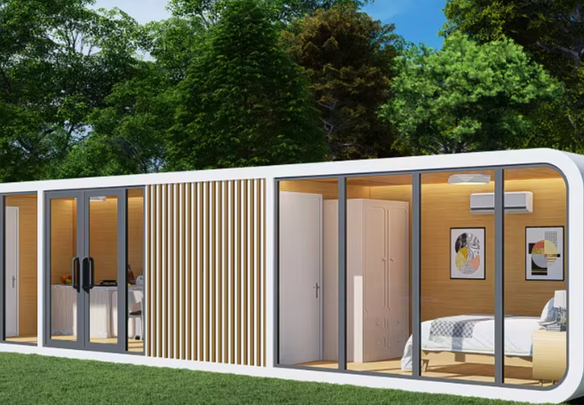 Luxurious Prefab Pod Shaped Prefabricated Movable Steel Structure Container Homes Apple Cabin Kit Houses