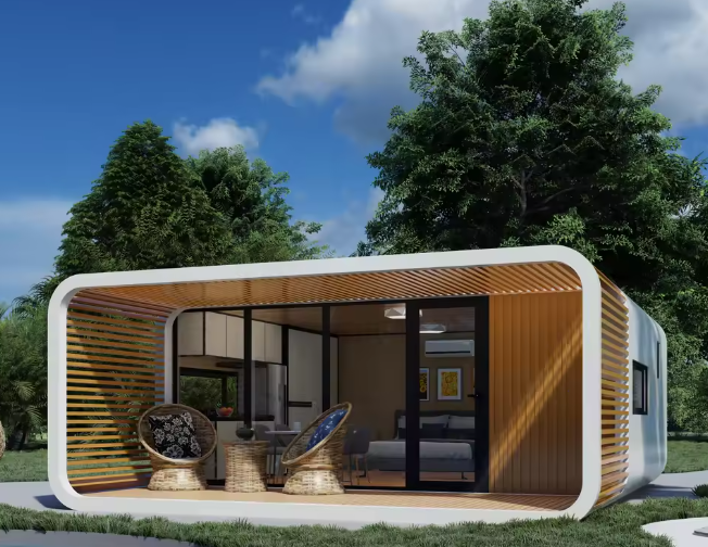 Luxurious Prefab Pod Shaped Prefabricated Movable Steel Structure Container Homes Apple Cabin Kit Houses