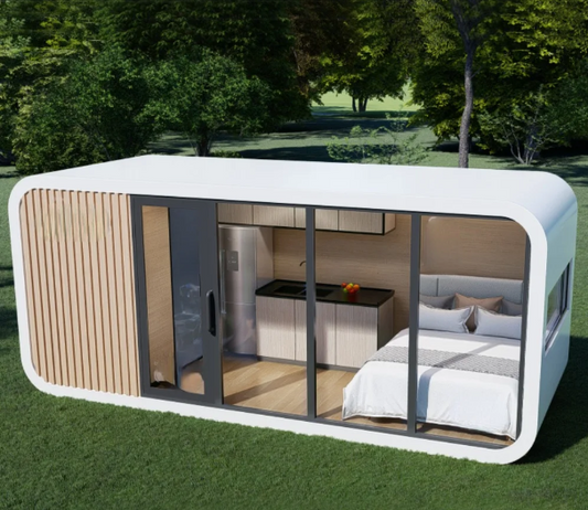 Luxurious Prefab Pod Shaped Prefabricated Movable Steel Structure Container Homes Apple Cabin Kit Houses
